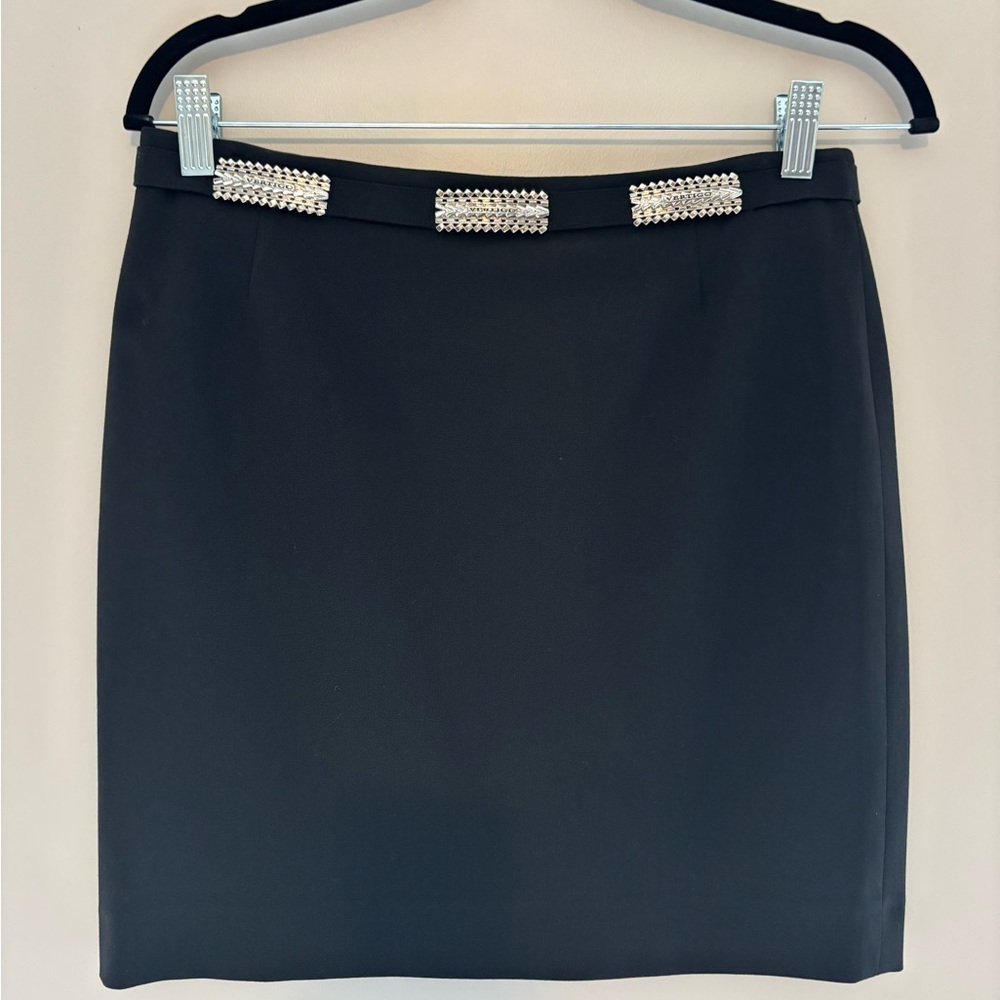 Vertigo Sophisticated Black Pencil Skirt with Embellished Detail